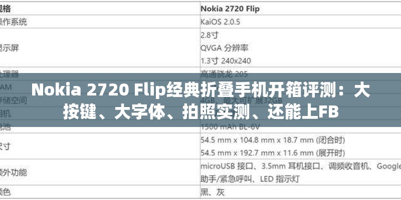 Nokia 2720 Flip经典折叠手机开箱评测：大按键、大字体、拍照实测、还能上FB